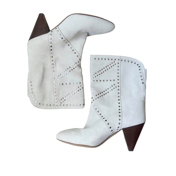 Isabel Marant Deezia Studded Suede Ankle Boots off-white 7 38 - Picture 4 of 11